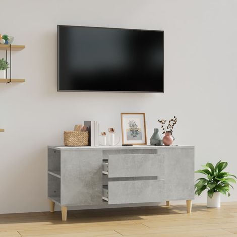 Meuble TV - Armoire de TV Banc TV pour Salon Gris béton 102x44,5x50 cm Bois d'ingénierie -FR65096 (1/5)