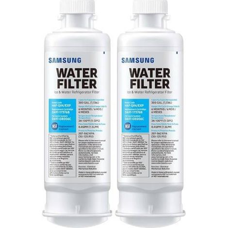 Filtro per acqua e ghiaccio per frigorifero Samsung – Filtrazione a blocchi di carbone attivo per acqua potabile limpida – HAF-QIN-2P – Confezione da 2 (1/5)