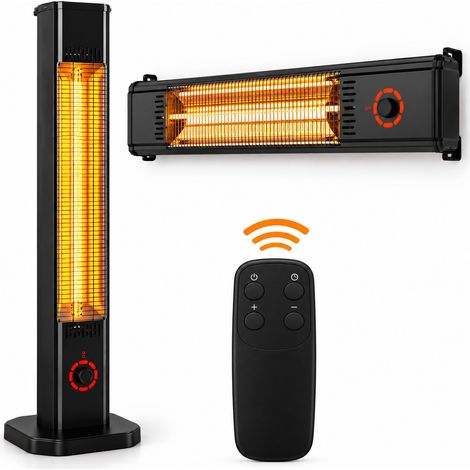 Riscaldatore Elettrico a Infrarossi 2000W in Fibra di Carbonio, Stufa da Esterno IP65, Installazione a Parete o Pavimento, 8 Livelli di Potenza, Telecomando, Timer 8 Ore, per Terrazzi, Bar e Gazebo (1/5)