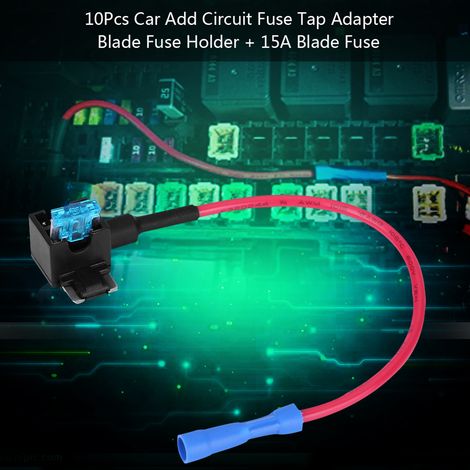 10 adaptateurs de répartition de fusibles pour circuits automobiles, porte-fusibles miniatures à lames 15 A (1/5)