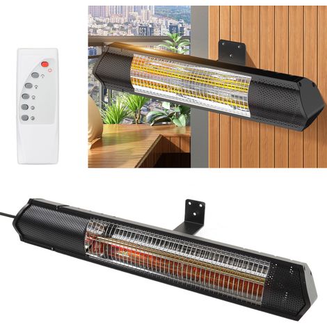 Riscaldatore elettrico a infrarossi con 3 velocità, grado di protezione IP65 per uso esterno e interno - Radiatore a parete con tubo in grafene dorato da 800W/1500W/2000W con telecomando. (1/4)