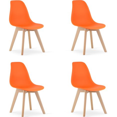 Silla KITO naranja / patas naturales x 4 (1/5)
