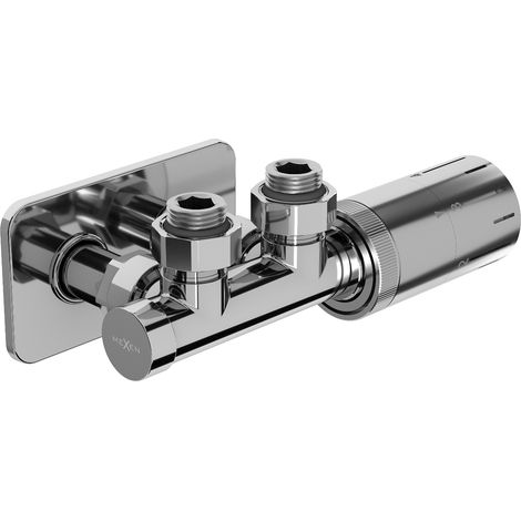 Mexen G05 Thermostat-Set, Eckform, mit Abdeckung S, Duplex, DN50, Chrom - W907-958-910-01 (1/3)