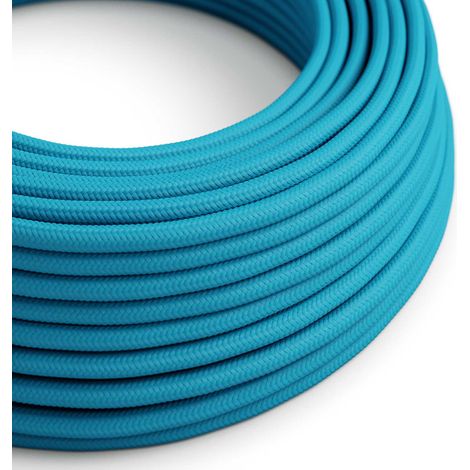 Creative-Cables Cavo elettrico rivestito in tessuto, sezione 2 x 0,75 mm², 50 m, Turchese RM11, Rotondo effetto seta