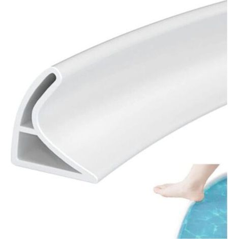 Barrière de douche pliable de 1 m, barre de seuil de douche anti-débordement, joint de douche pour toilettes, salle de bain, baignoire (blanc, 3 cm H x 2 cm L) (1/5)