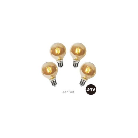 4er Set 24V Leuchtmittel 8cm amber, E27 Sockel (1/5)