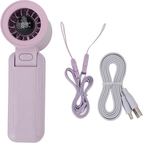 Mini-Turboventilator, leise, 5 Geschwindigkeitsstufen, 3000-mAh-Akku, USB-aufladbar, um 135° faltbar mit Digitalanzeige, für Reisen, Zuhause, Büro, freihändige Nutzung (1/5)