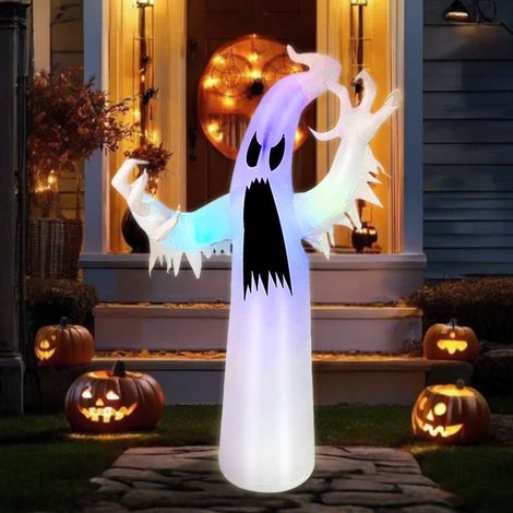 B.LIVEM Décoration de fête, décoration d'halloween, Fantôme lumineux gonflable de 2.4m, perles de lampe LED colorées (1/4)