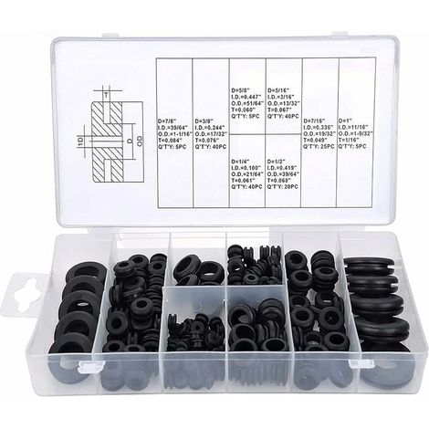 180 Pièces Kit D'assortiment D'œillets En Caoutchouc Kit De Joint De Fil Électrique Ouvert 8 Tailles Kit D'assortiment D'anneau De Joint De Conducteur Électrique Pour Pompe De Prise De Fil De Câble