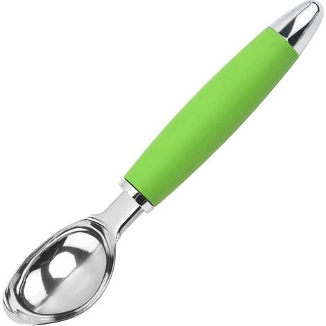 Paletta per gelato in acciaio inox per palline di gelato con manico in gomma antiscivolo e rivestimento antiaderente. Paletta professionale per gelato, adatta anche per impasti per biscotti, gelato ar (1/5)