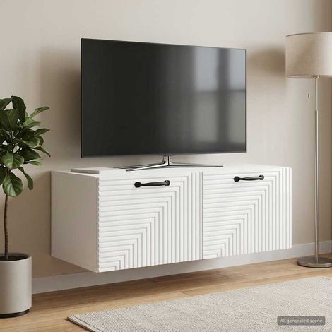 Wandmontierter TV-Schrank Hochglanz Weiß 78,5 x 41 x 30 cm (1/5)