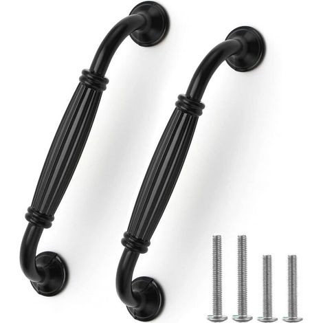 12 Pack Matte Black Aluminum Cabinet Door Handles, Long Knot Drawer Pulls for Kitchen (12, Hole Center 96mm) (1/4)