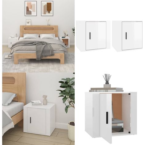 Nachttische 2 Stk. Hochglanz-Weiß 50x39x47 cm - Nachttische - Holzwerkstoff Möbel - Weißer Nachttisch - Wohnzimmer Dekoration - Schlafzimmermöbel - Home & Living