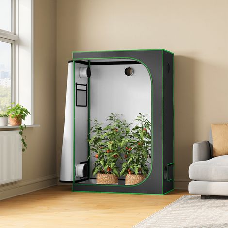 WOLTU Growzelt Gewächshaus Growbox Pflanzenzelt Zuchtzelt Zuchtschrank mit Belüftungsöffnungen Beobachtungsfenstern, für Balkon Garage, 120x60x180 cm, Schwarz