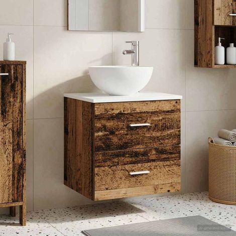 vidaXL Mobiletto con Lavabo a Parete Legno antico 49,5 x 35 x 63 cm