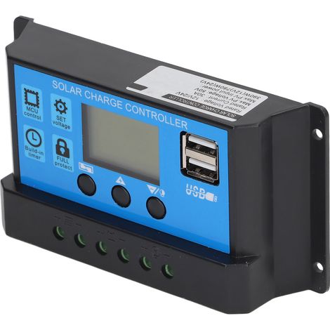 30A Solarladeregler, Photovoltaik-Panel-Controller mit LCD-Bildschirm, 12V/24V automatischer Erkennung, intelligentes Batterieladegerät. (1/5)