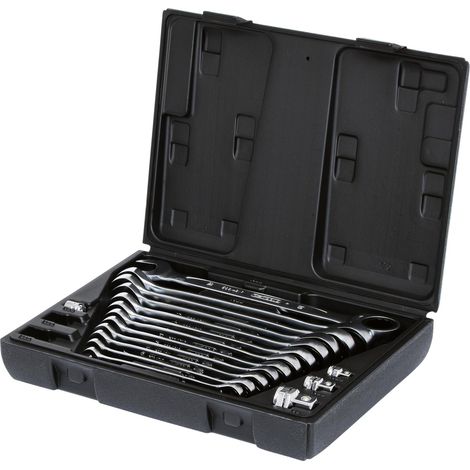 Kstools – Jeu de clés mixtes 16 pièces – Acier chrome-vanadium – Mécanisme à cliquet 72 dents – Angle de retour 5° pour espaces restreints