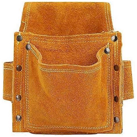 Pochette à outils multifonctionnelle, sac à outils de ceinture, sac banane épais en cuir de vachette résistant, rangement pour outils et quincaillerie (1/5)