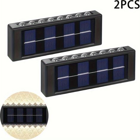 Lot de 2 appliques solaires murales LED de 16 pouces, lampes décoratives de jardin, appliques murales pour clôture [lumière chaude] (1/5)