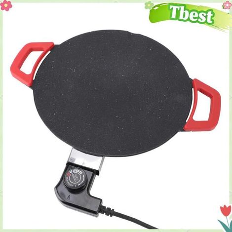 Tbest Plaque chauffante électrique 1 Electric Grill Pan Polyvalent 30cm Pour Barbecue à La Maison quincaillerie poele Prise UE 220v (1/5)