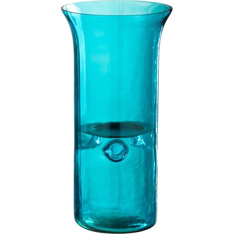 Photophore Étroit en Verre "Tarifa" 30cm Bleu Azur