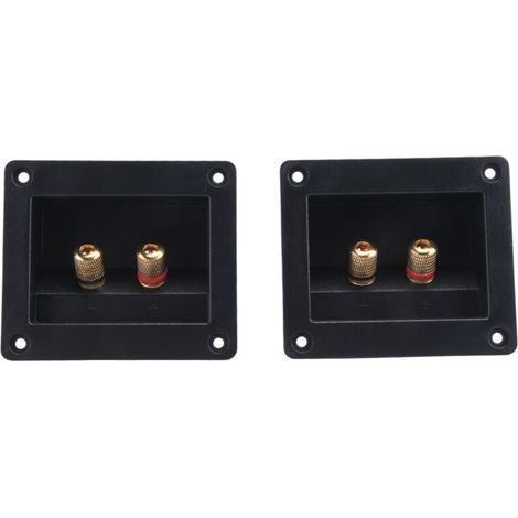 FENOPLASTICA2 Pièces Connecteurs de Haut-Parleur pour Voiture DIY Boîtier de Borne Rond et Carré avec Jacks et Bouchons Noir 93x80mm (1/4)
