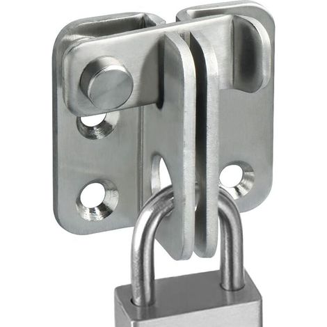 Schiebetürschloss mit Vorhängeschloss-Öse und Haken, Diebstahlsicherung, Oberfläche aus gebürstetem Edelstahl, EMS3001-B (1/5)