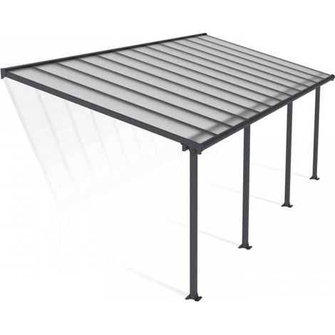 Patio Cover Olympia 3 x 7.30 Clear - Polycarbonate - L739 x W300 x H305 cm - Grey