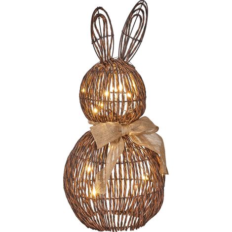 LED Dekoration Hase NAUVO Polyrattan Braun (1/5)