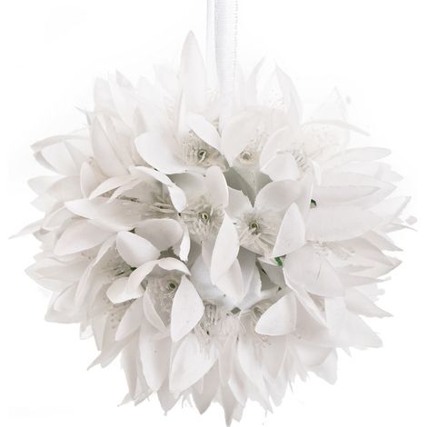 WEISSE BLUMEN Kugel auf Band ART16385