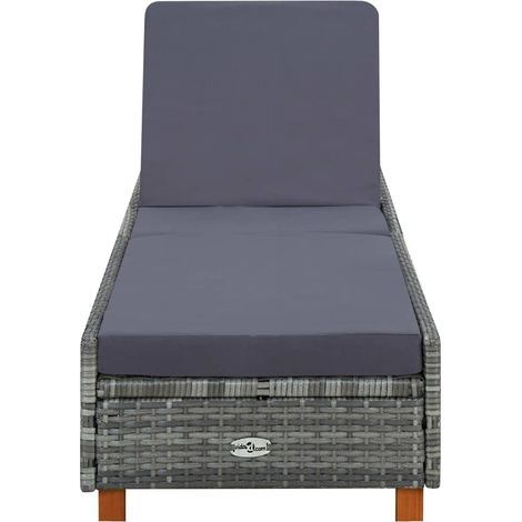 Maison Exclusive - Lettino Prendisole con Cuscino in Polyrattan Grigio (1/5)