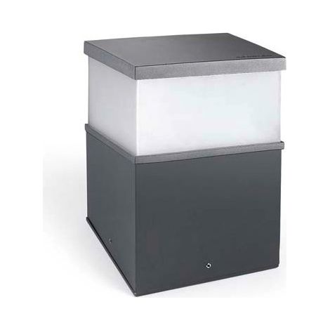 LEDS C4 Cubik Lampadaire d'extérieur sur pied 20,1 cm, gris urbain mat, LED 17,5 W, température de couleur 2700-3200-4000 K, IP65, interrupteur marche/arrêt
