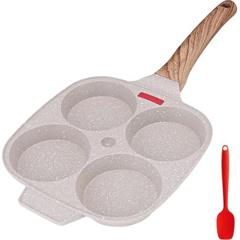 1 Poêle 4 Emplacements, Aluminium Antiadhésif, Bakélite, Induction Gaz, Petit-déjeuner