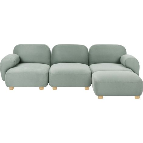 Modulsofa 3-Sitzer AMLI Stoff Hellgrün mit Ottomane