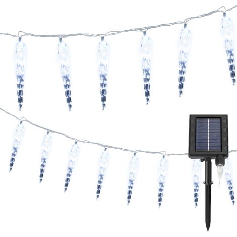 Randaco 10M 80 LED Solar Eiszapfen Lichterkette für Innen- und Außenbereich 8 Modi IP44 Party Garten Lichtervorhang – Kaltweiß (1/5)