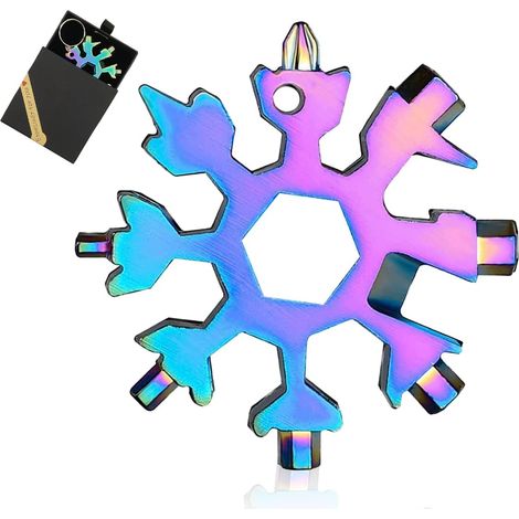 Outil Multifonction Flocon De Neige - 18 Fonctions - Acier Inoxydable - Porte-Clés Compact Pour Activités En Plein Air - 1 Pièce (1/5)