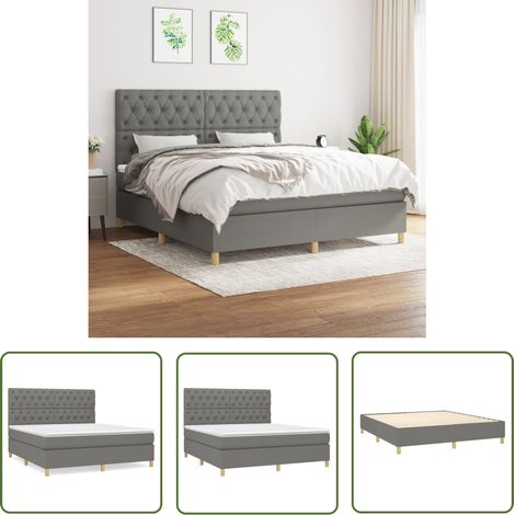 The Living Store Boxspringbett mit Matratze Dunkelgrau 160x200 cm Stoff - Boxspringbett - Doppelbett - Bettenrahmen - Matratze - Schlafsystem (1/5)