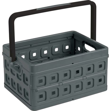 Sunware Klappbox Square 24 L anthrazit Einkaufsbox Einkaufskorb mit Griff (1/6)