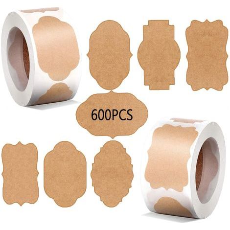 Étiquette autocollante, étiquette d'étanchéité en papier kraft rétro faite à la main (1/5)
