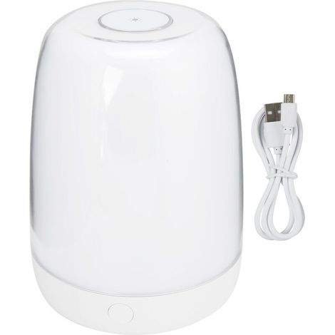Jeffergarden Table tactile blanche chaude colorée LED veilleuse chambre à coucher charge USB gradation lampe de chevet ambiante de sommeil (lumière blanche chaude colorée) (1/5)