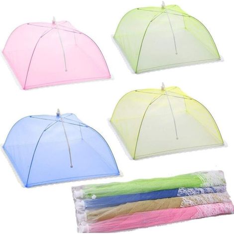 Stück Lebensmittelglocke/Insektenglocke/Lebensmittelzelt/faltbare Lebensmittelabdeckung, Netzschirm, Regenschirm, Grill und mehr – 4 Farben (Rosa, Grün, Gelb, Blau)