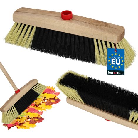 KOTARBAU® Balai Brosse 30 cm - Balai Exterieur Terrasse - avec Poils en PET - Balai sans Manche - Balai de Jardin - Noir et Beige (1/4)