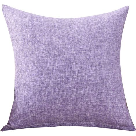 Housse De Coussin - Lin / Coton - 40 x 40 cm - Pour Canapé Fauteuil Ou Intérieur - Violet - 1 Pièce (1/3)