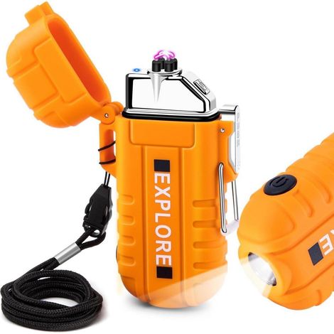 Feuerzeug Lichtbogen USB Aufladbar Winddicht Camping Orange (1/5)