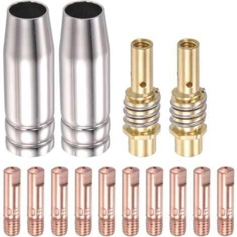 Fondre Inert-Gaz (MIG) Torche Soudure Accessoire Trousse 0.8mm Conductive Contact Astuce Buse Connexion Barre 15AK Consumables, 14-Pièce (1/4)
