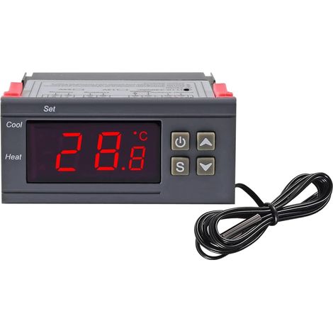 1pc AC 110V-220V 10A Digital Temperature Controller LED Display Heating Cooling Thermostat 2 Relay Outputs with 1M NTC 10K Sensor Probe (1/5)