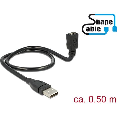 Kabel usb 2.0 a stecker  usb 2.0 micro b buchse shapecable 50 cm delock