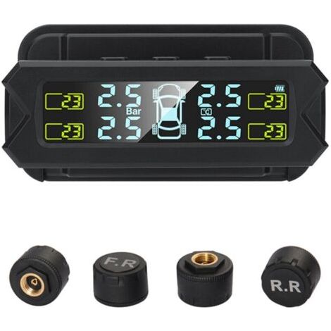 BUNTHAUS Système d'alimentation solaire à rétroéclairage automatique avec écran LCD de surveillance de la pression des pneus