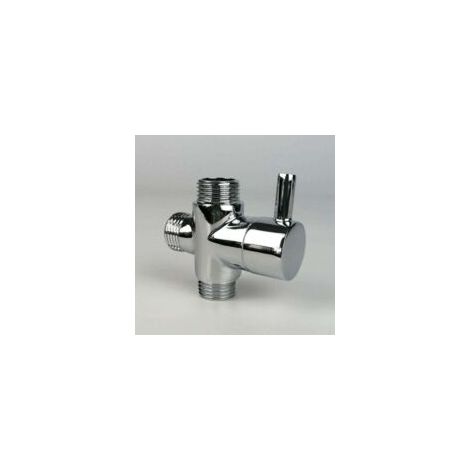 Valvola deviatrice, adattatore a T maschio G1/2 in ottone per rubinetto, accessori per rubinetto doccia da bagno cromato, deviatore d'acqua a 3 vie, valvola di riempimento maschio - Crezuo (1/4)