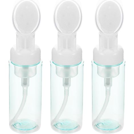 Lot de 3 Flacons Pompe à Pression 60ml Transparents pour Mousse, Bouteilles Mousse Vides avec Embout Brosse, Distributeurs Rechargeables pour Savonnette Moussant, Gel et Soins (1/5)